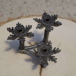 Metzke Pewter Snowflake Design Candle Holder 1979